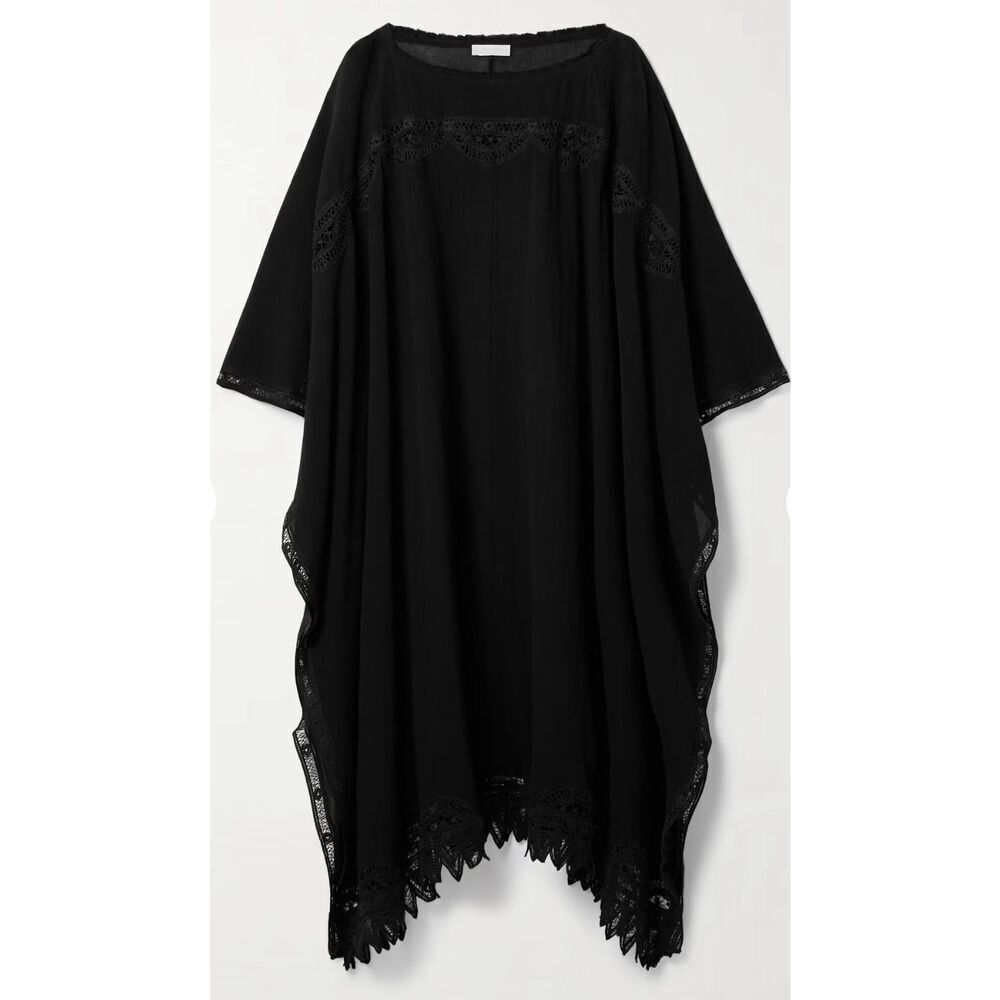 ULLA JOHNSON Jourdana lace-trimmed cotton-gauze coverup NWT M/L